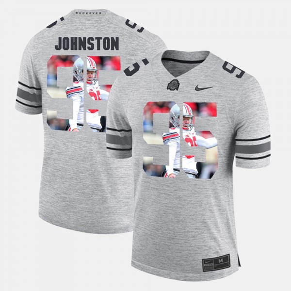 Ohio State Buckeyes Cameron Johnston Men's #95 Gray Pictorial Gridiron Fashion College Football Jersey 2404CTSO5